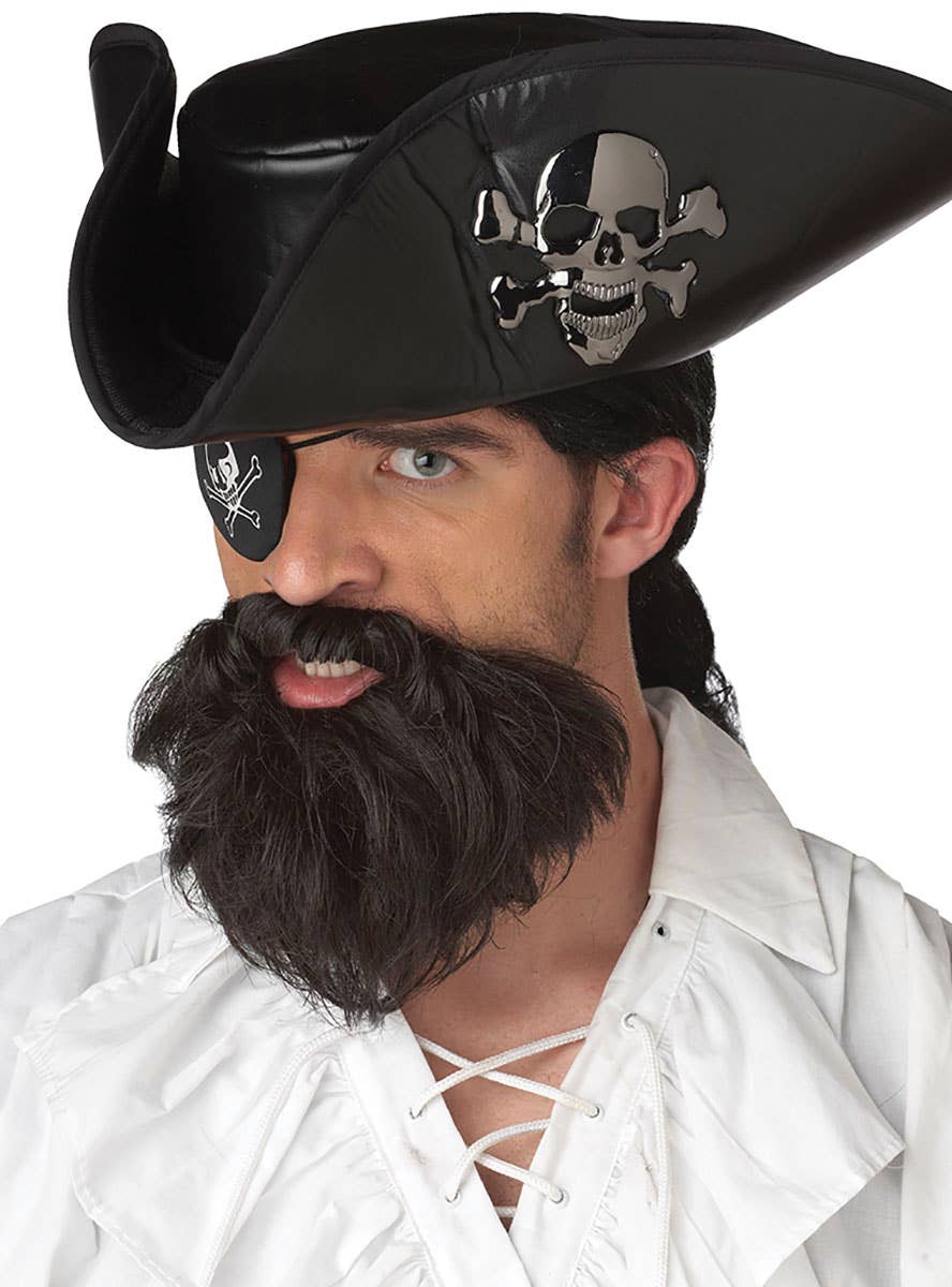 Bushy Black Faux Pirate Costume Beard and Moustache