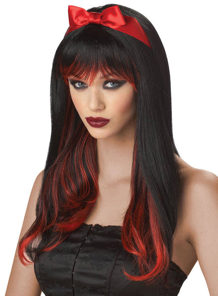 Gothic Black and Red Costume Wig | Womens Long Enchanted Tresses Wig