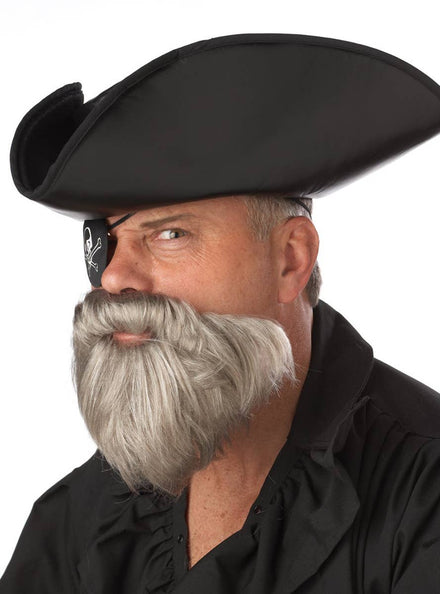 The Pirate Captain Grey Thick Moustache and Beard Costume Accessory