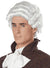 Men's White Colonial Costume Wig with Rolled Curls and Ponytail Main Image
