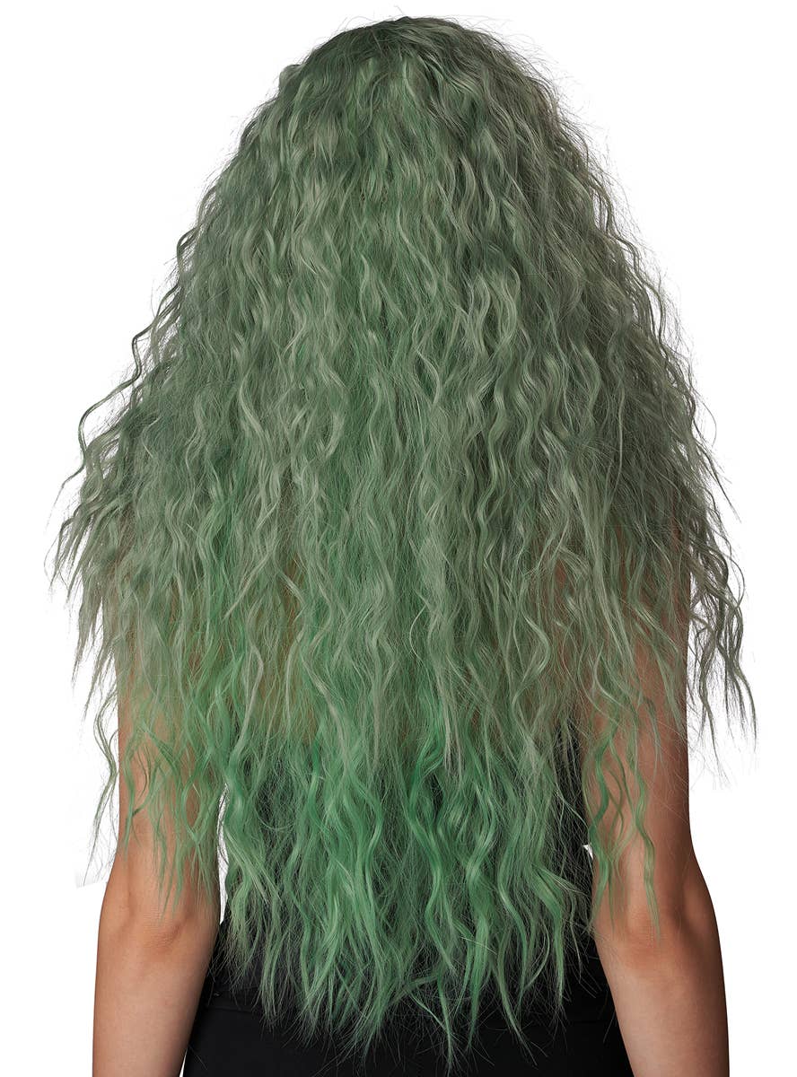 Long Wavy Sage Green Women's Costume Wig - Back Image