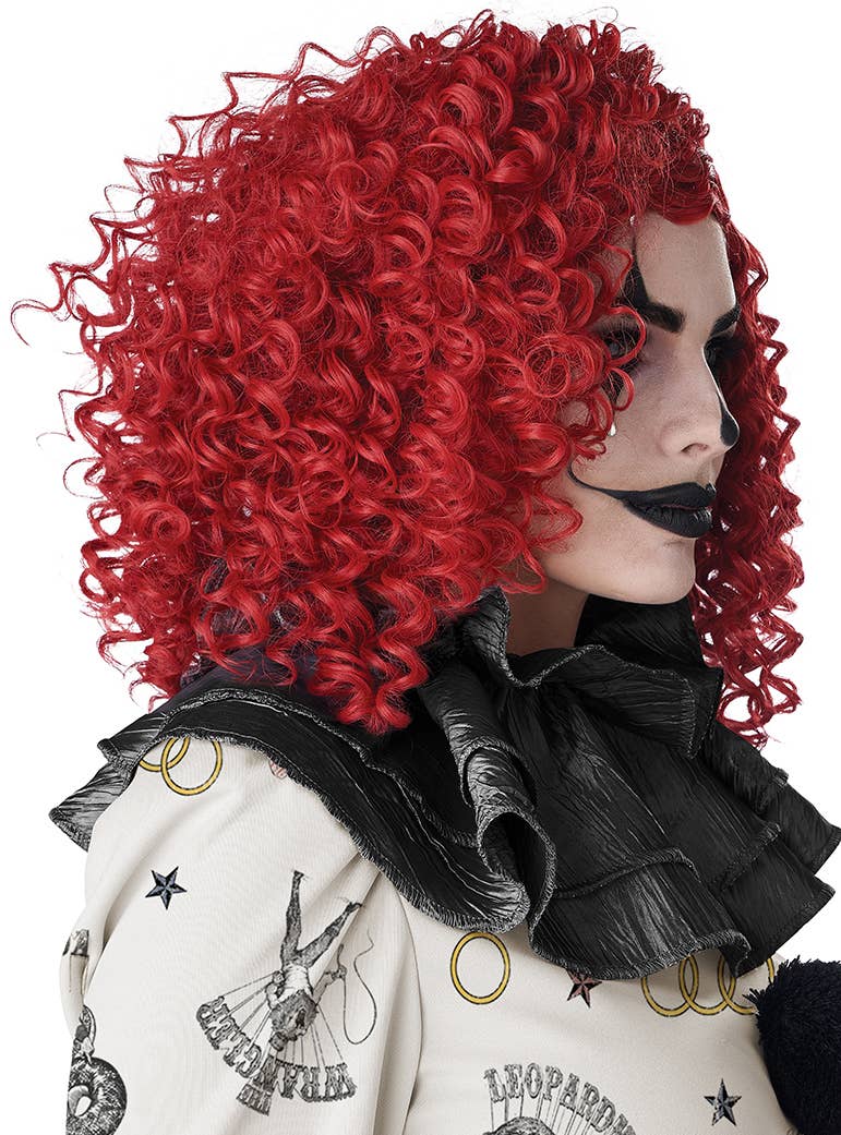 Short Red Curly Clown Costume Wig for Women - Side Image 1