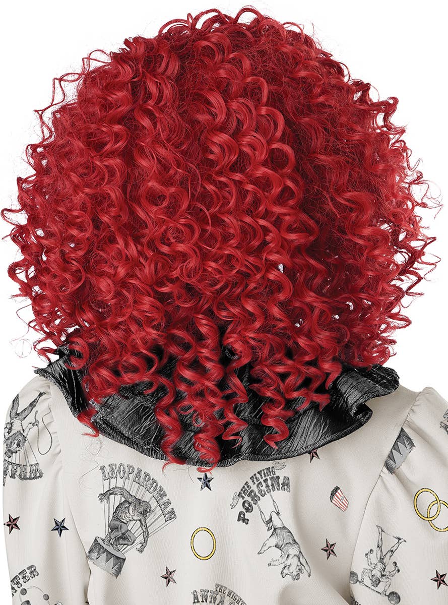 Short Red Curly Clown Costume Wig for Women - Back Image 1