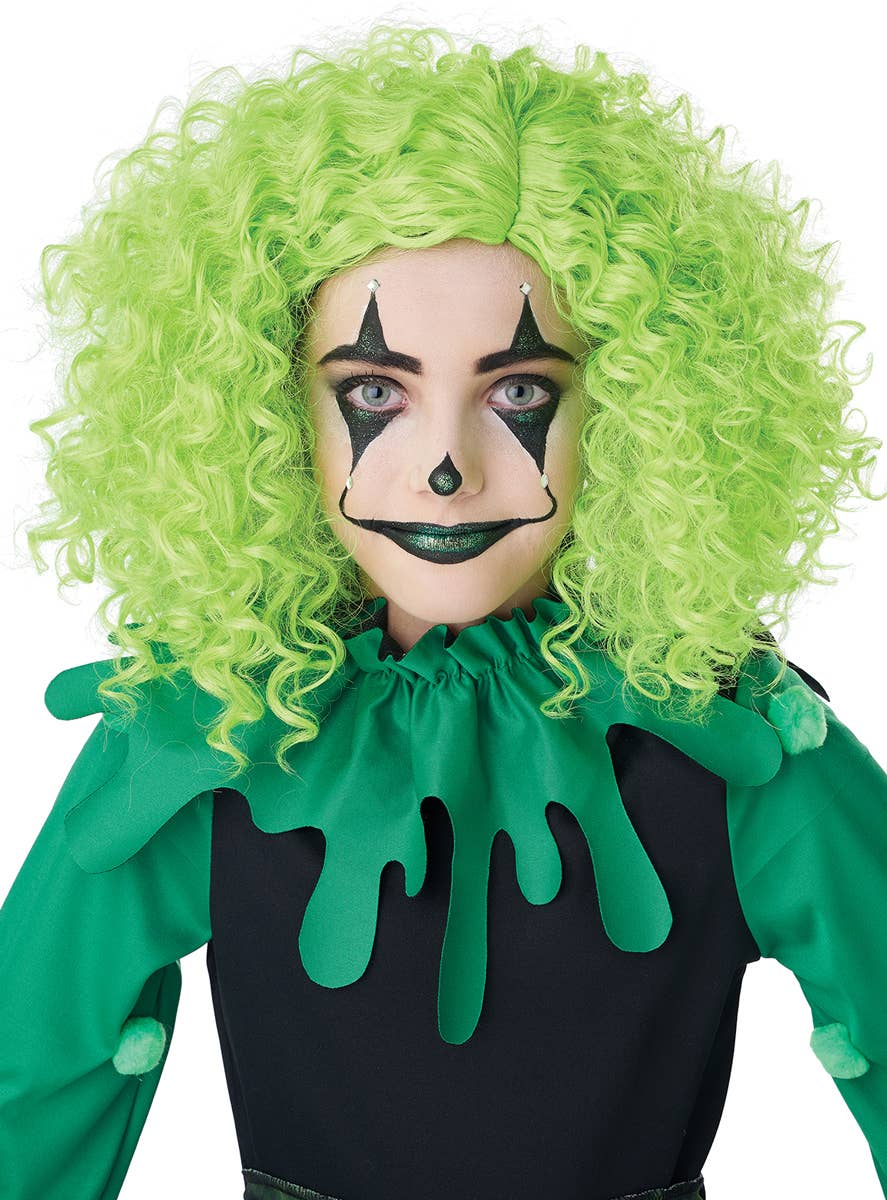 Short Green Curly Clown Costume Wig for Women - Alternative Image 2