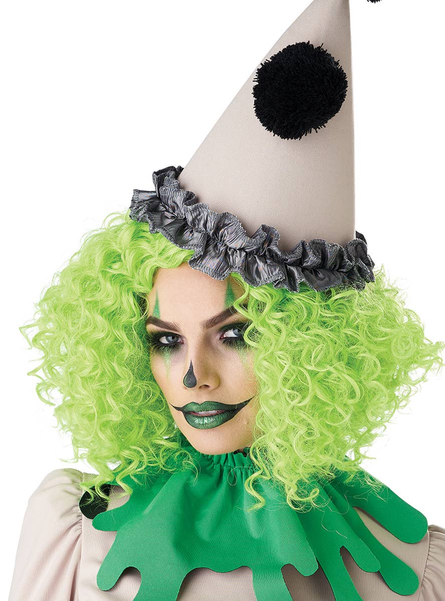 Short Green Curly Clown Costume Wig for Women - Alternative Image 1