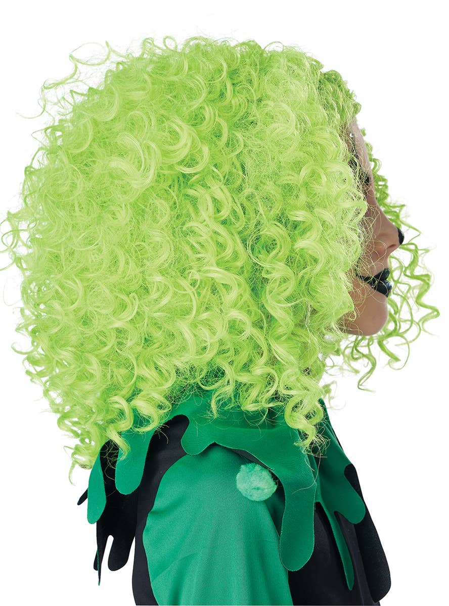 Short Green Curly Clown Costume Wig for Women - Side Image 2