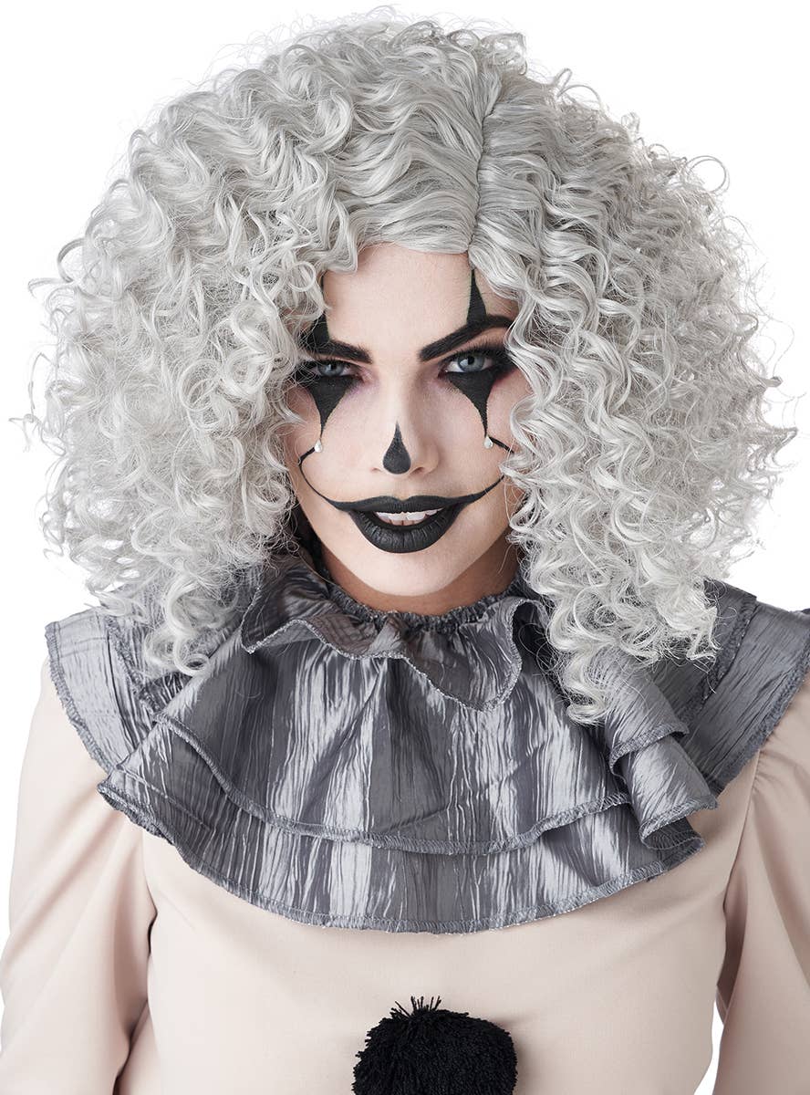 Short Grey Curly Clown Costume Wig for Women - Main Image