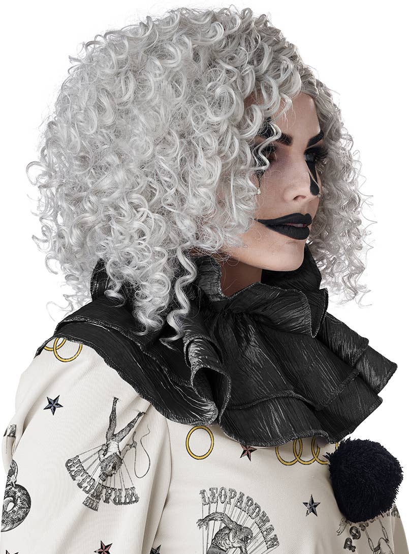 Short Grey Curly Clown Costume Wig for Women - Side Image 1