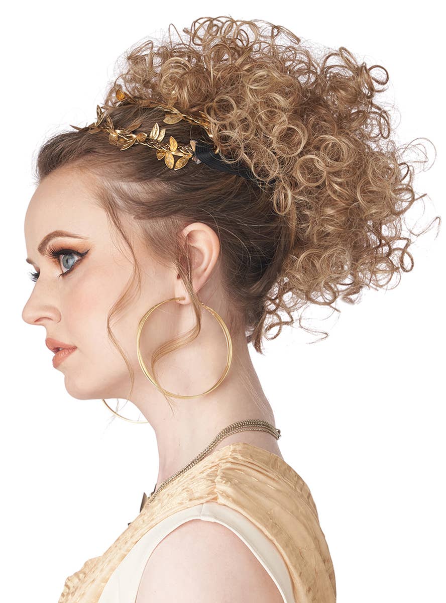 Curly Blonde Roman Goddess Clip On Hair Piece for Women - Side Image