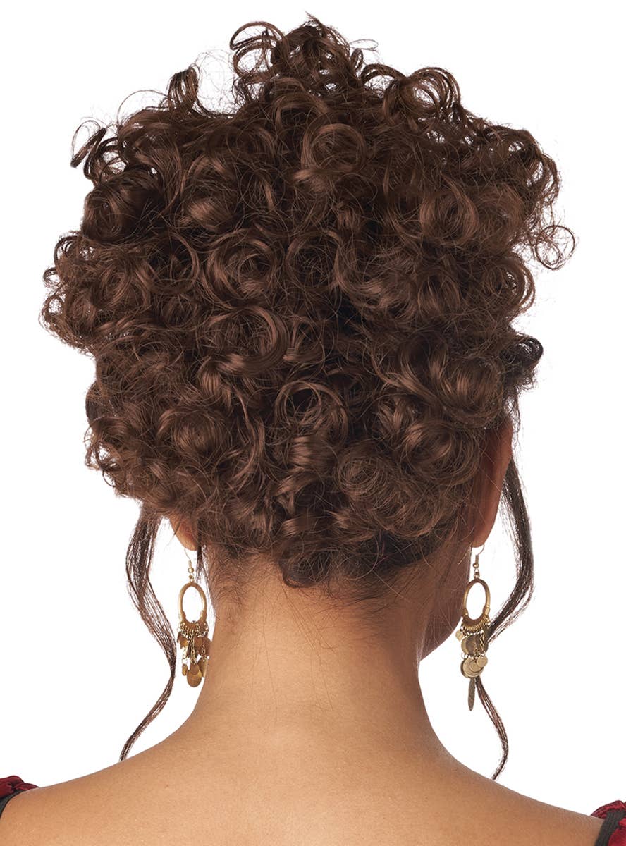 Curly Brunette Roman Goddess Clip On Hair Piece for Women - Back Image