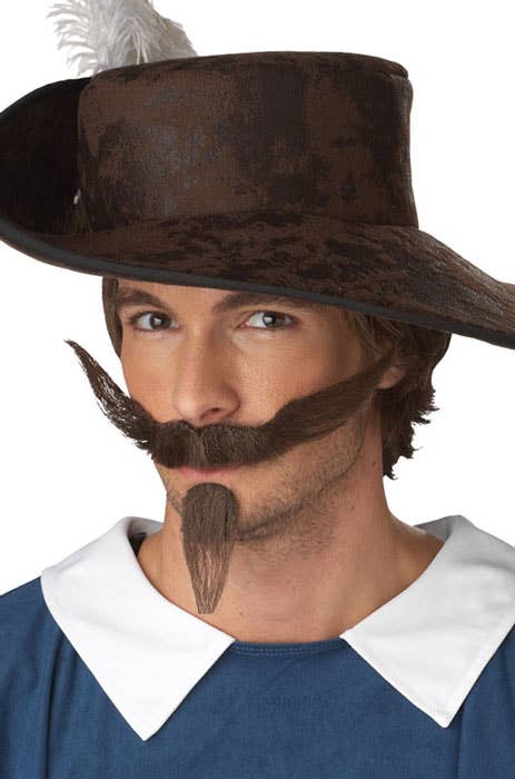 Self Adhesive Faux Brown Dandy Costume Moustache and Goatee 