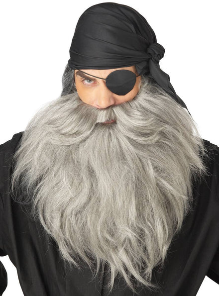 Men's Deluxe Grey Pirate Beard and Moustache Costume Accessory