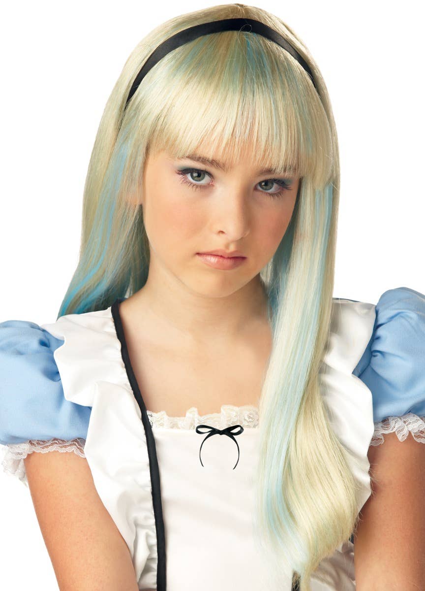Image of Alice in Wonderland Girls Long Blonde Costume Wig