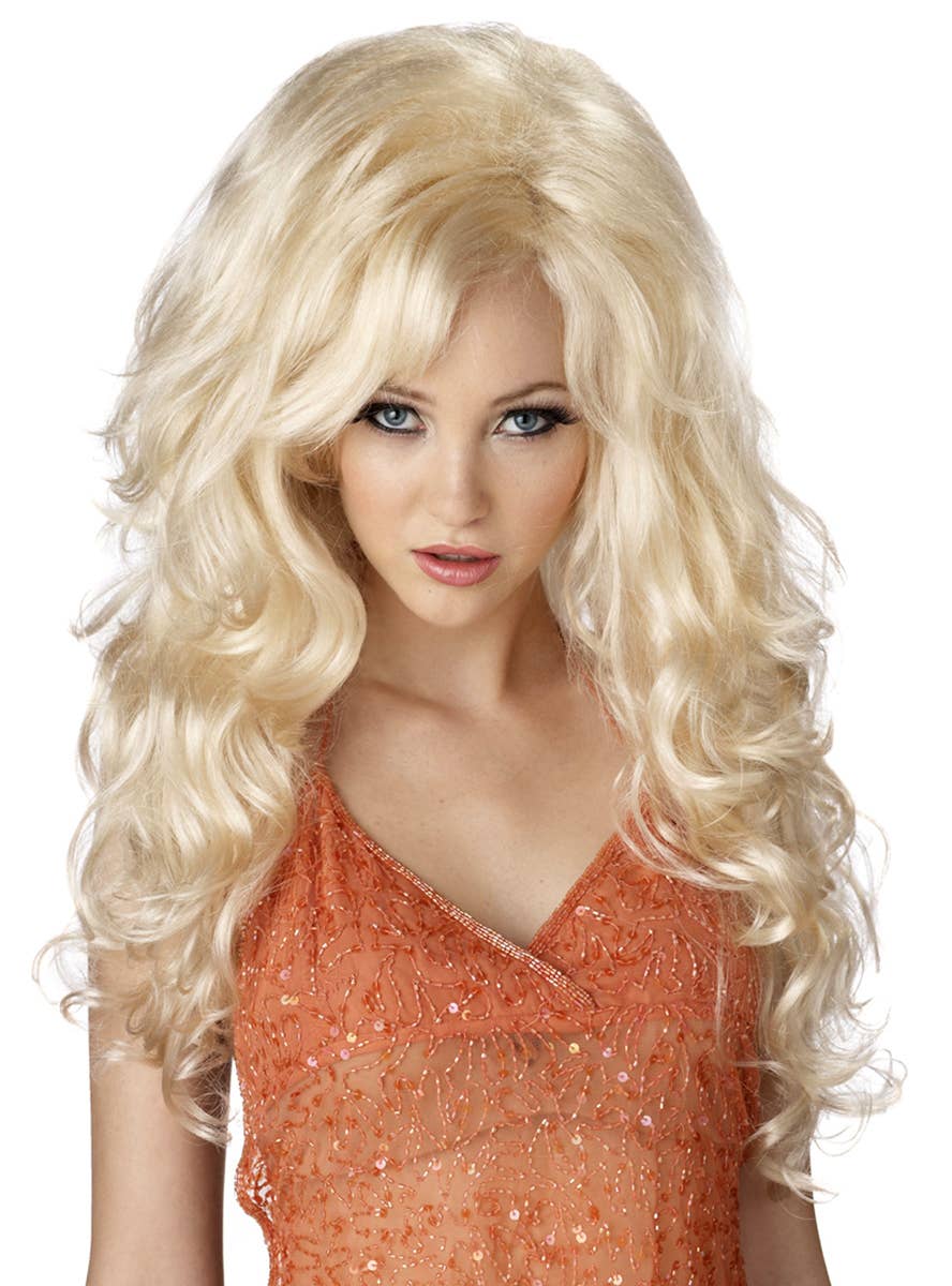 Curly Blonde Women's Costume Wig Main Image