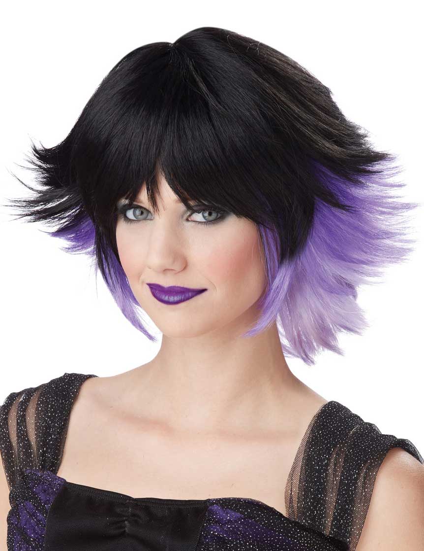 Women's Bad Fairy Purple And Black Costume Wig