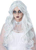 Women's Curly Long White Halloween Ghost Wig