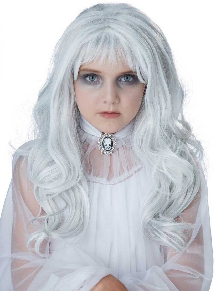 Girls White Ghost Halloween Costume Wig