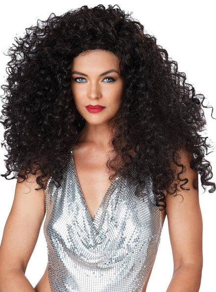 Women's Dark Brown Curly Disco Costume Wig