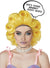 Retro Pop Art Comic Character Yellow Costume Wig With Rockabilly Curls And Thought Bubble