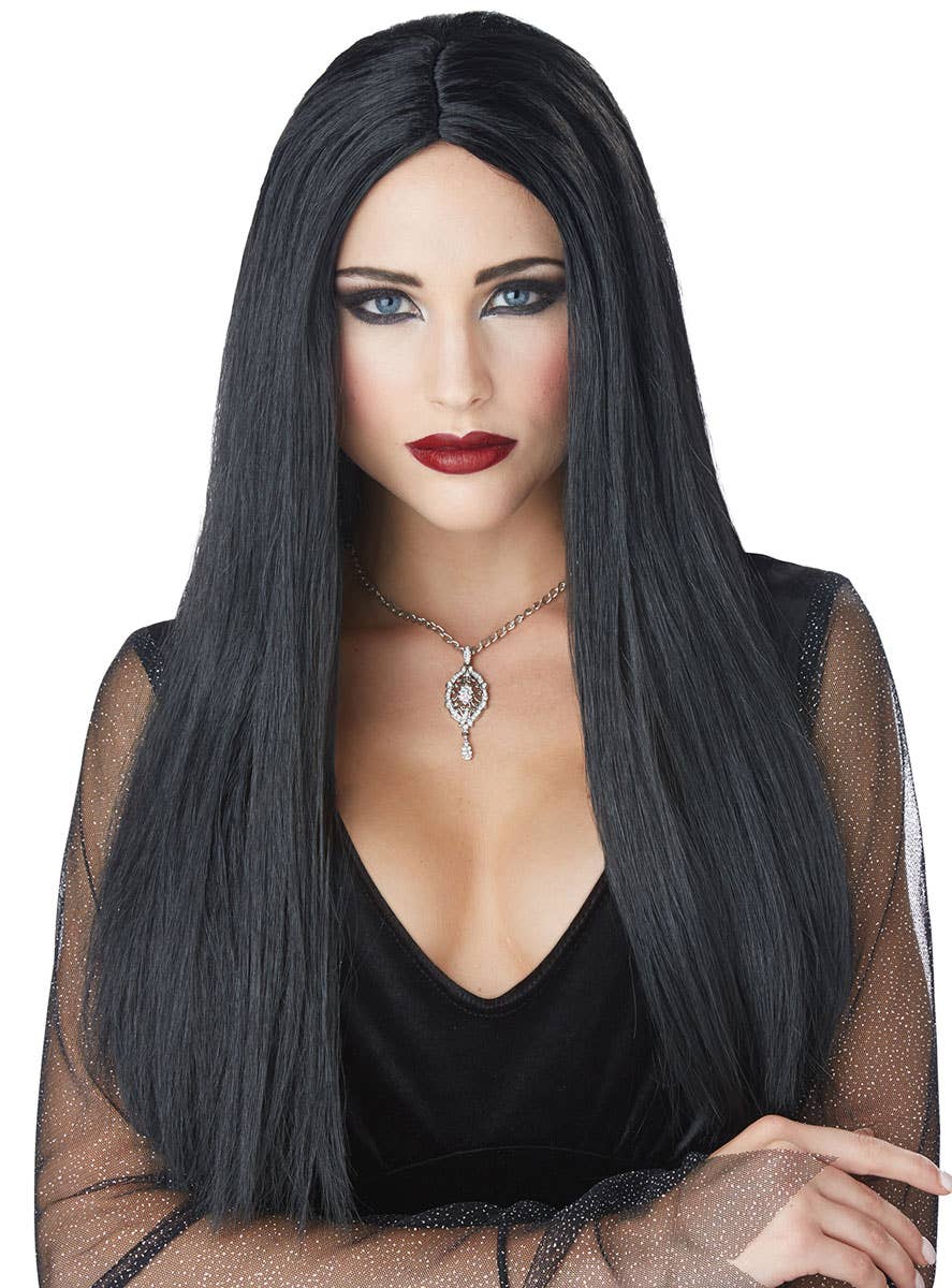 Gothic Matriarch Long Black Wig | Womens Halloween Wig