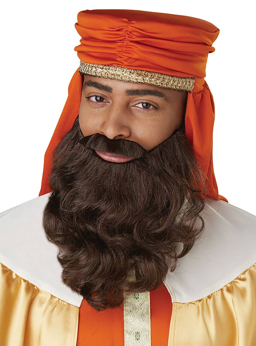 Image of Wise Man Mens Brown Beard and Moustache Set - Main Photo