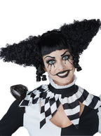 Women's Curly Black Creepy Clown Costume Wig Main Image