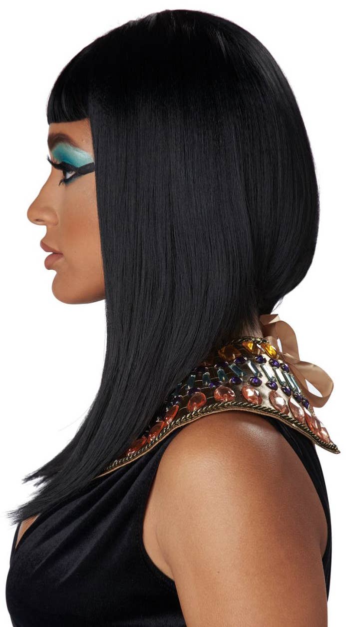 Egyptian Women's Cleopatra Angular Convave Black Bob Costume Accessory Wig View 2