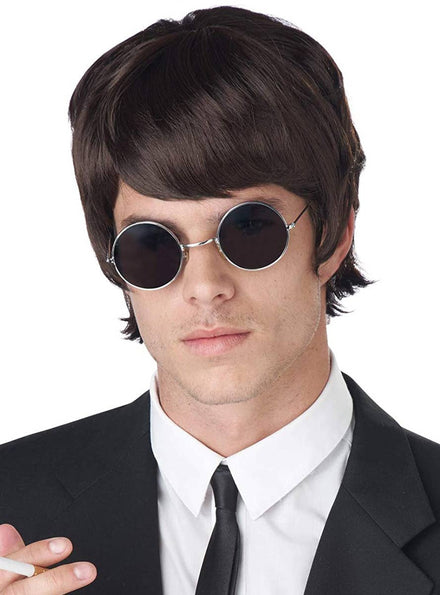 Men's Dark Brown Mop Top 60s Costume Accessory Wig - Main Image