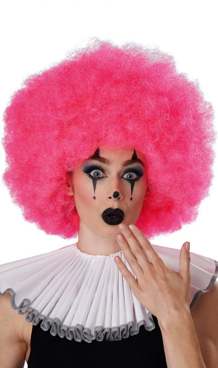 Image of Jumbo Hot Pink Afro Clown Costume Wig