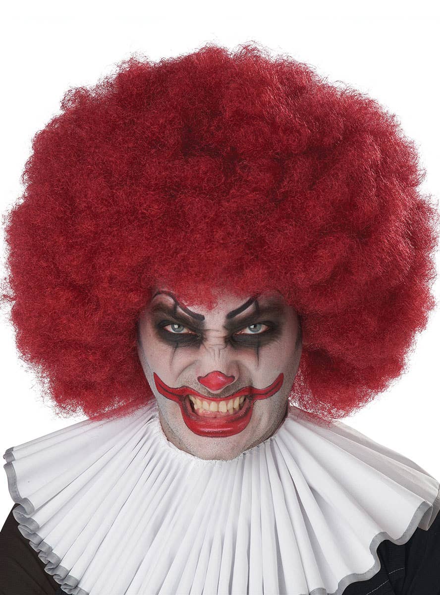 Adult's Jumbo Burgundy Red Clown Afro Costume Accessory Wig View 2