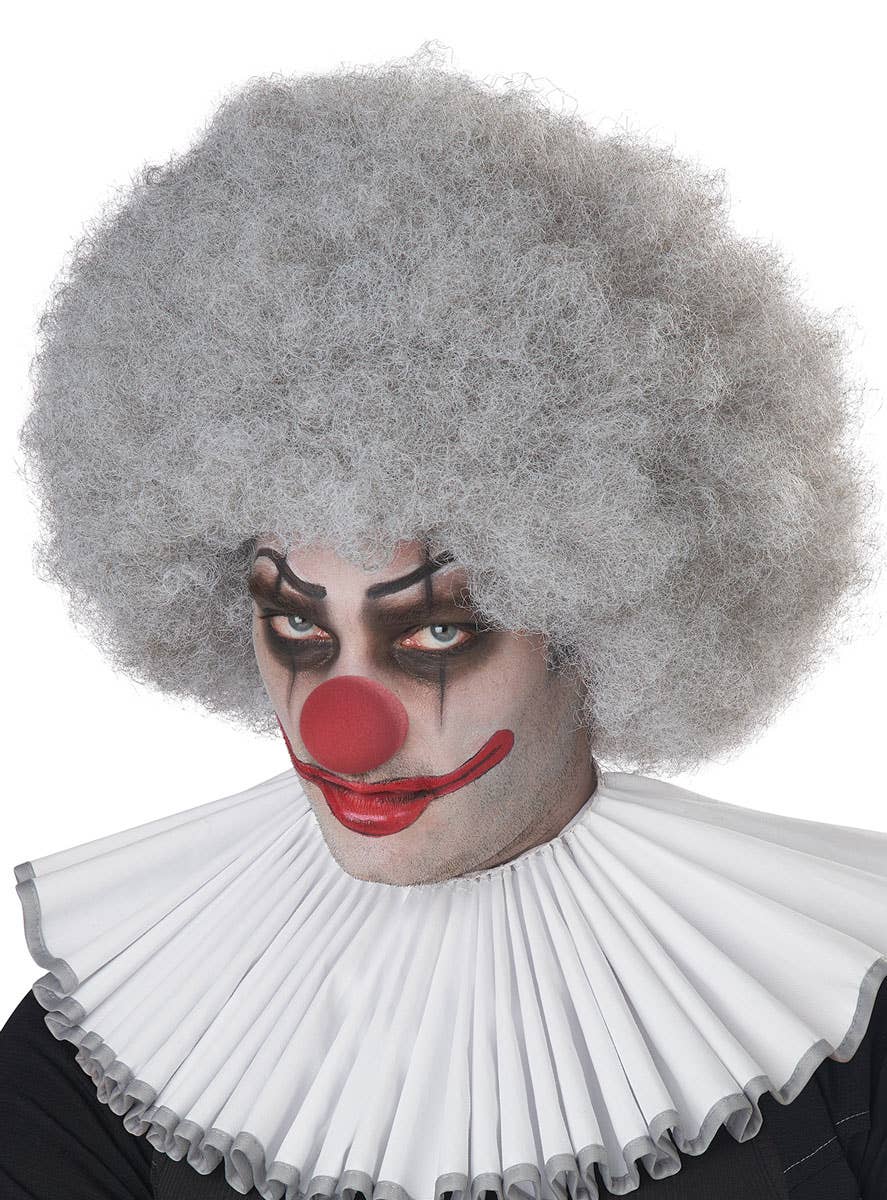 Adult's Jumbo Silver Grey Clown Afro Costume Accessory Wig Alternative Image