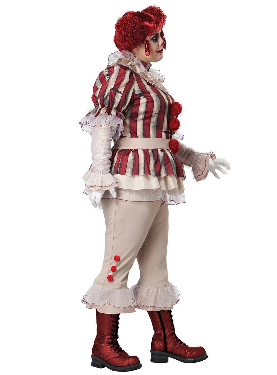 Women's Plus Size Sadistic Clown Halloween Costume - Side Image