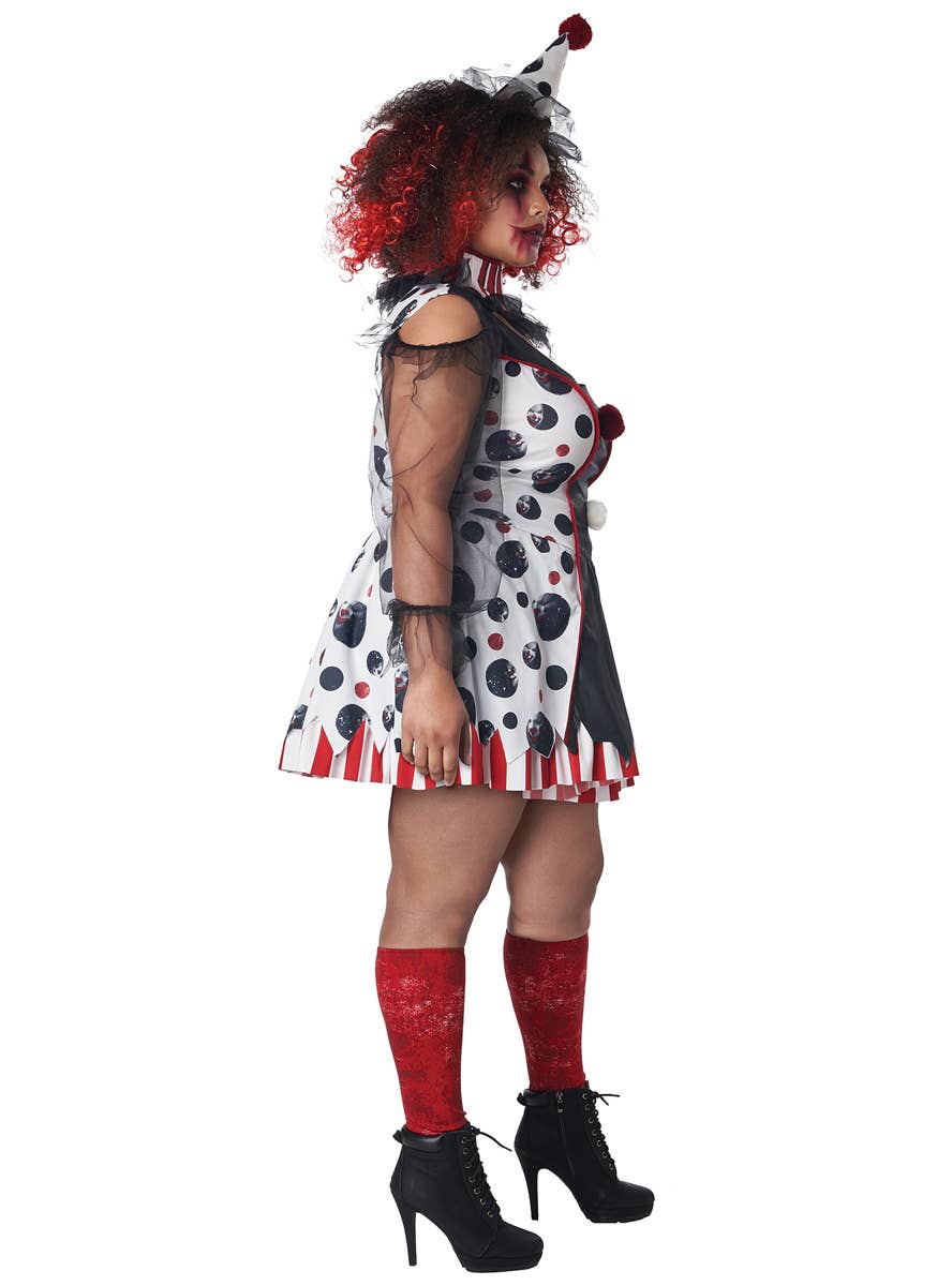 Plus Size Women's Twisted Clown Halloween Costume - Side Image