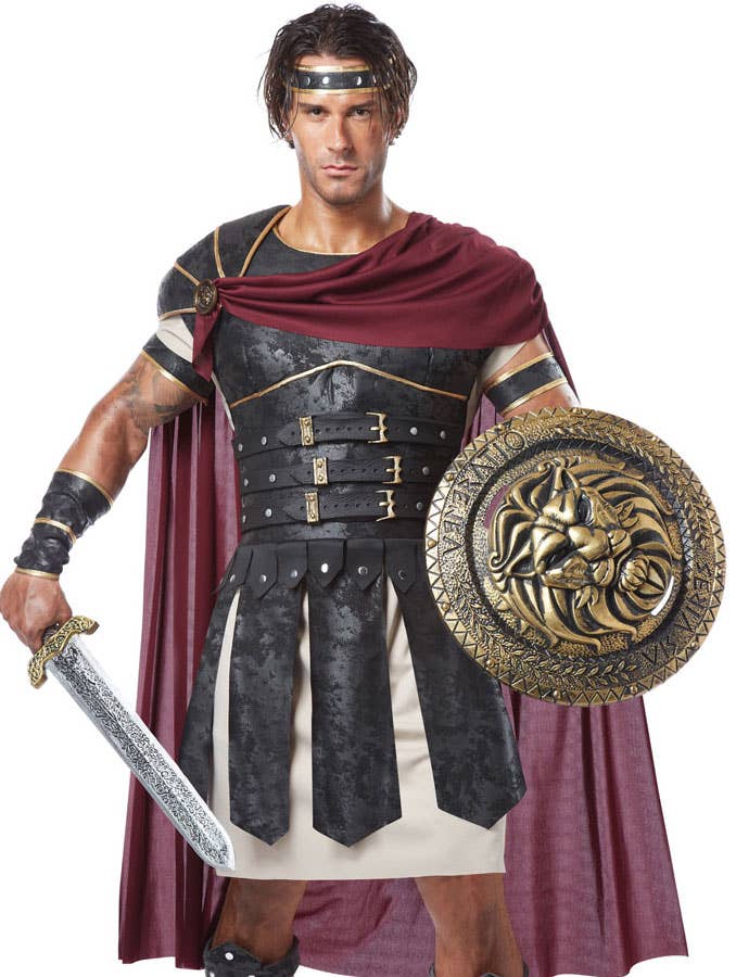 Men's Roman Gladiator Historical Costume Close View