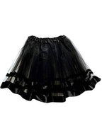 Image of Chic Black Tulle Girls Costume Tutu with Ribbon Trim