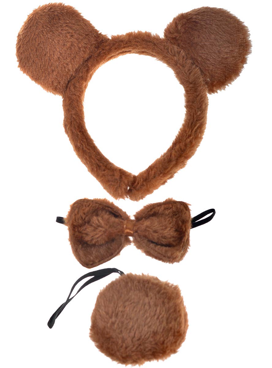 Image of Fluffy Brown Teddy Bear Kid's 3 Piece Costume Kit