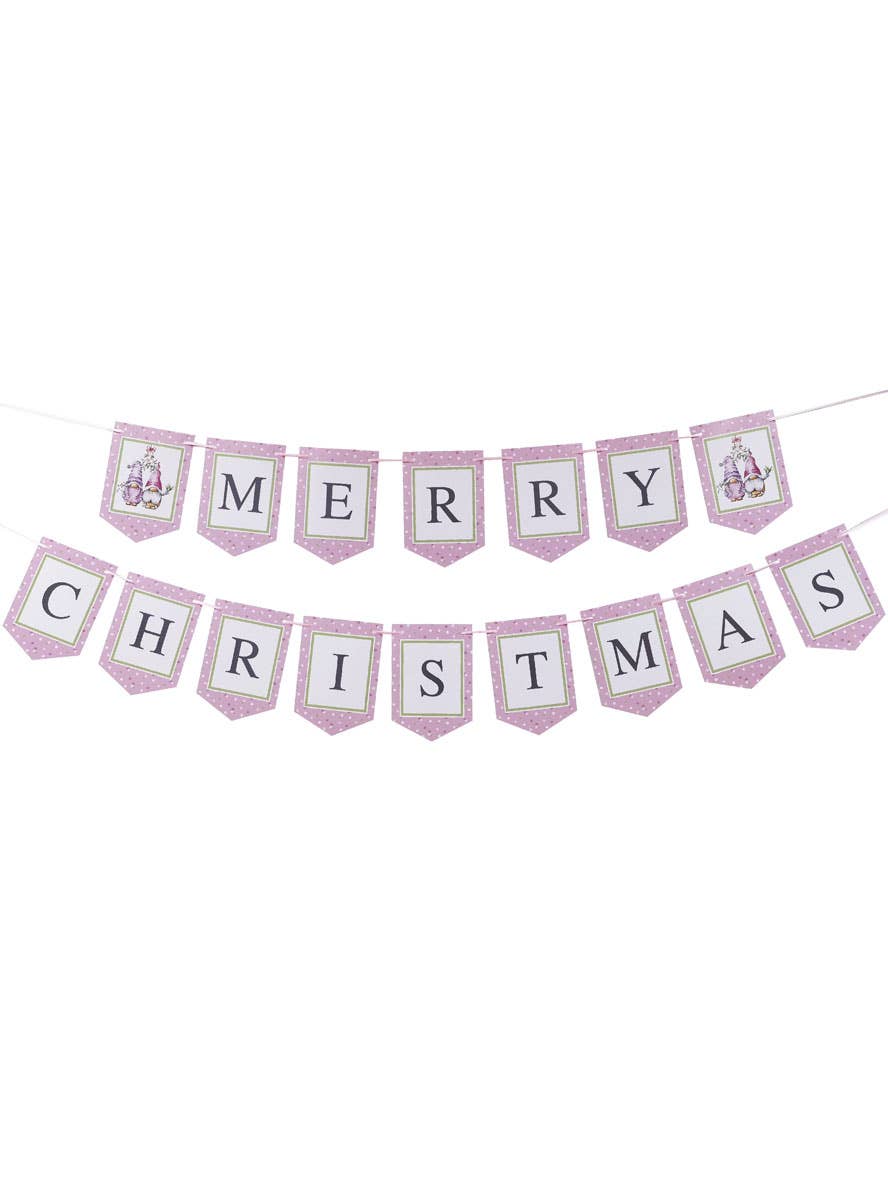 Image of Pink Christmas Gnomes Merry Christmas Bunting
