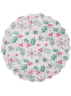 Image of Christmas Holly Print 20 Pack Small Paper Doilies