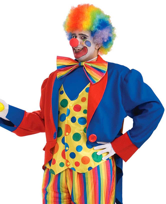 Multicoloured Spotty Circus Clown Costume for Plus Size Men - Alternative Image