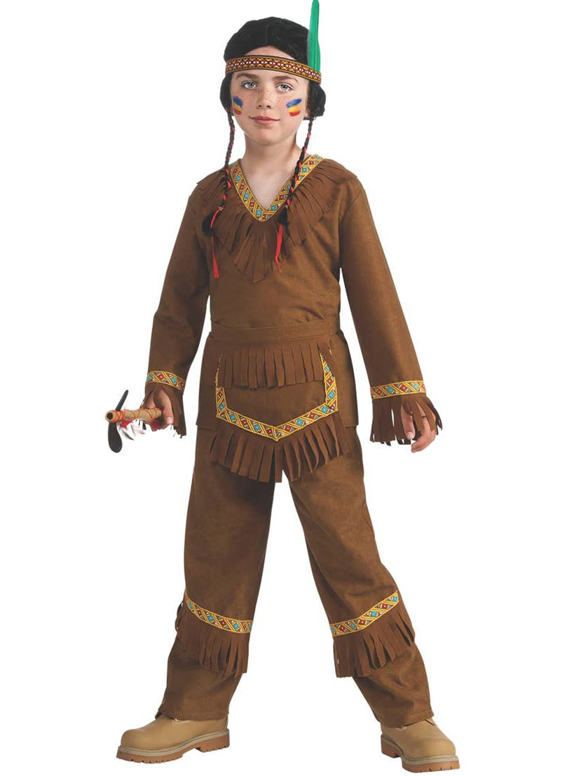 Boys American Indian Warrior Fancy Dress Costume Front Image