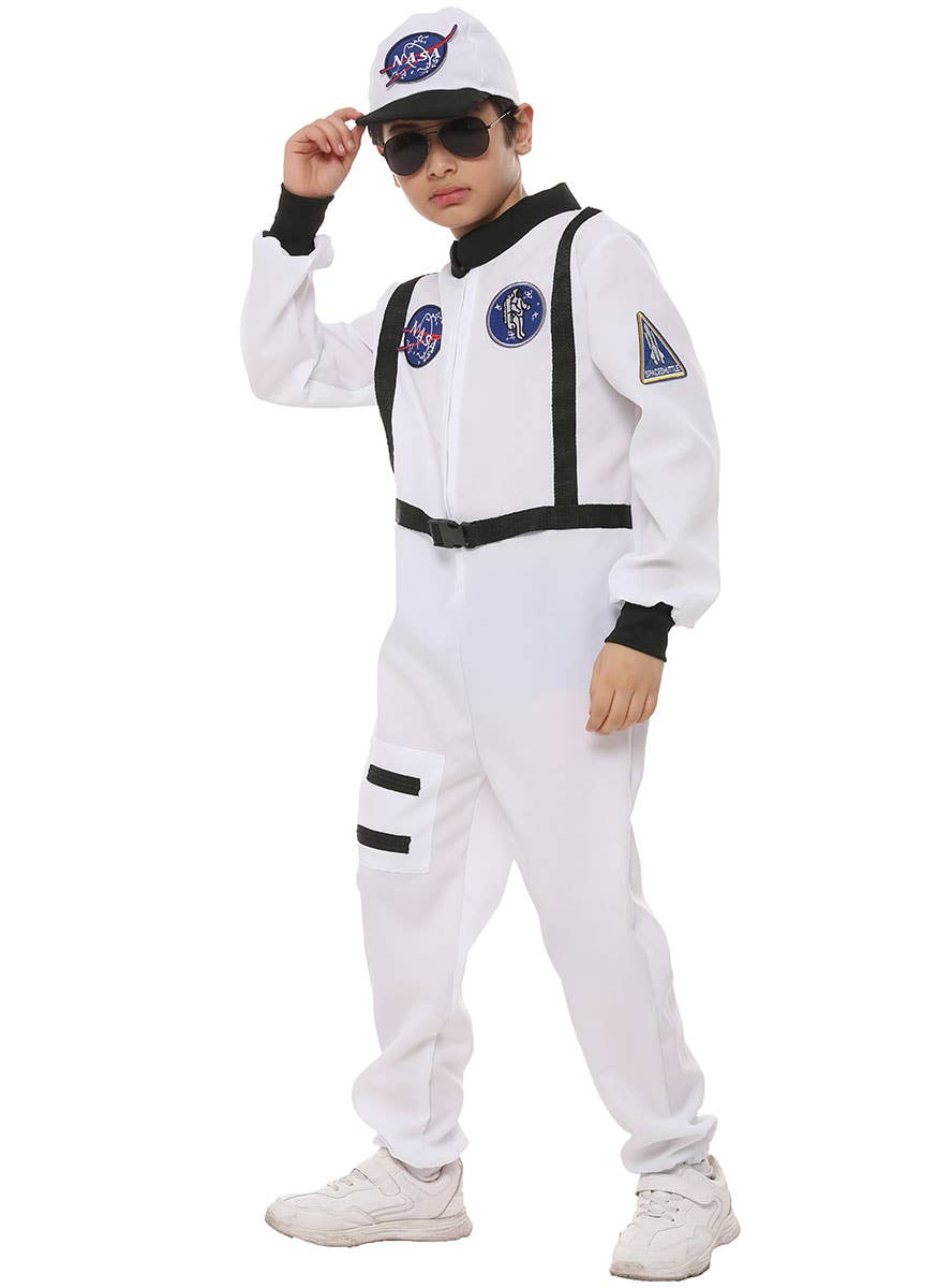 Image of NASA Inspired White Astronaut Space Suit Boy's Costume - Alternate View