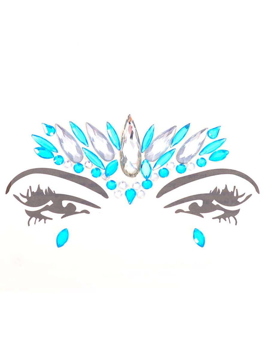 Image of Stick-On Ice Blue and Silver Diamante Face Jewels