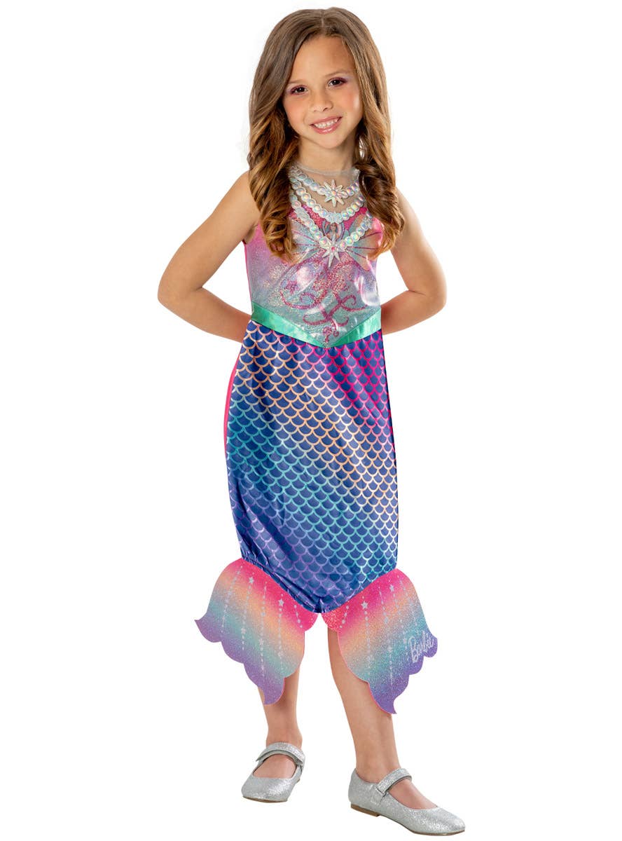 Image of Colour Changing Barbie Mermaid Girls Costume - Alternate Image