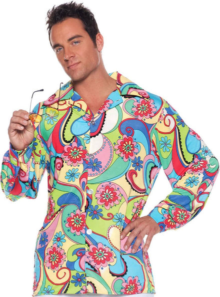 Paisley Men's Multicolor Plus Size 60s Hippie Costume Shirt