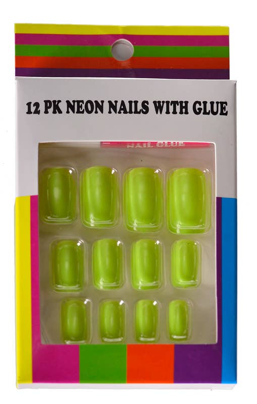 Fake Stick On Neon Yellow Fingernails