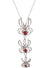 Large Silver Redback Spiders Costume Necklace with Red Jewels
