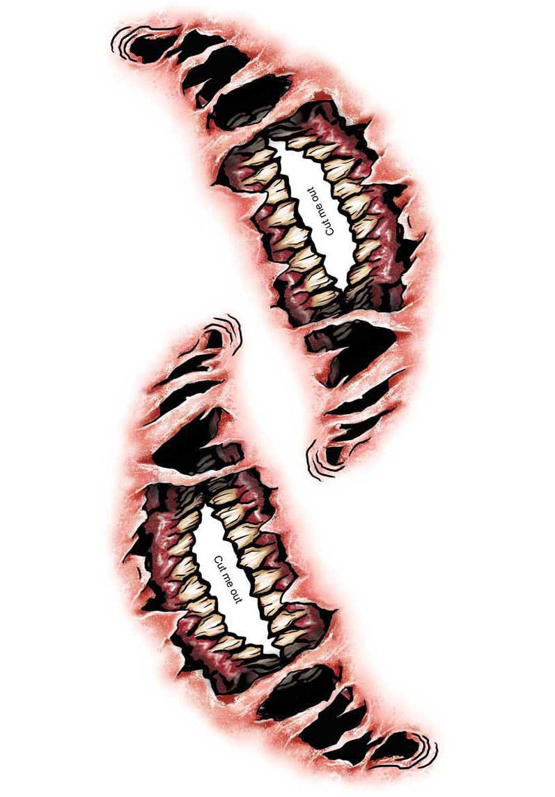 Demon Big Mouth Temporary Halloween Tattoo Alternative Image