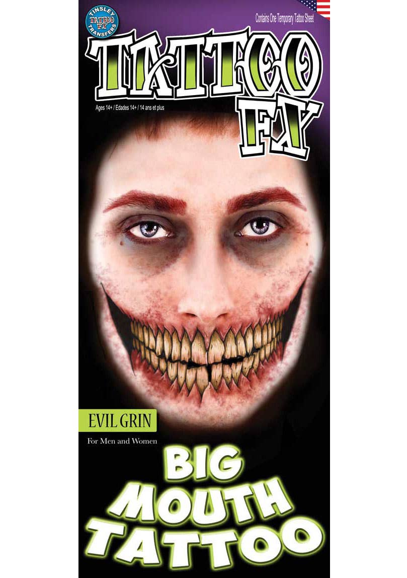 Big Mouth Creepy Halloween Temporary Tattoo Main Image