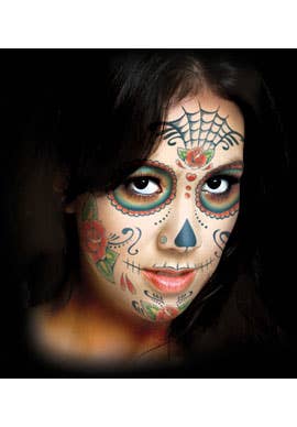Women's Sugar Skull Temporary Face Tattoo Makeup Alternate Image 2