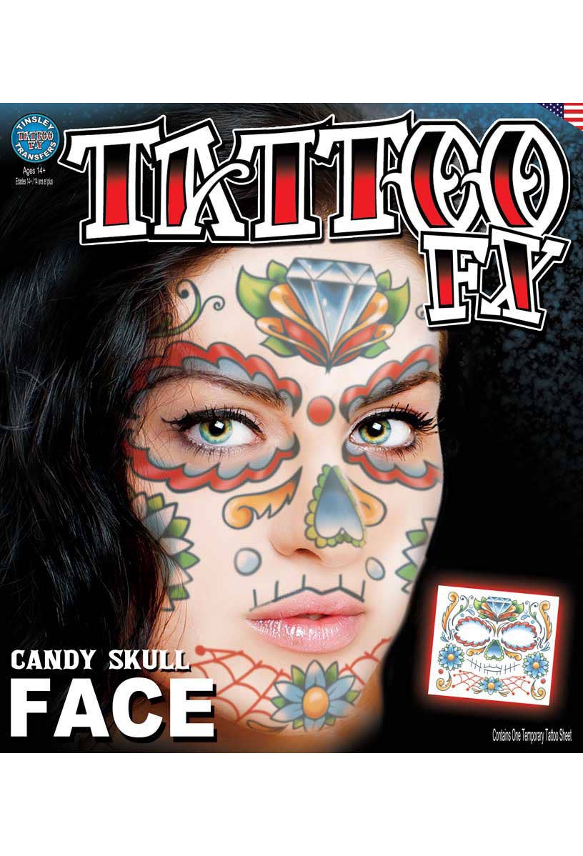 Day Of The Dead Sugar Skull Temporary Tattoo Makeup Main Image